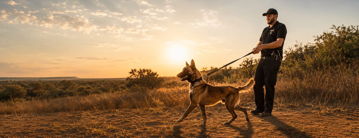 A K9 handler with a trained working dog