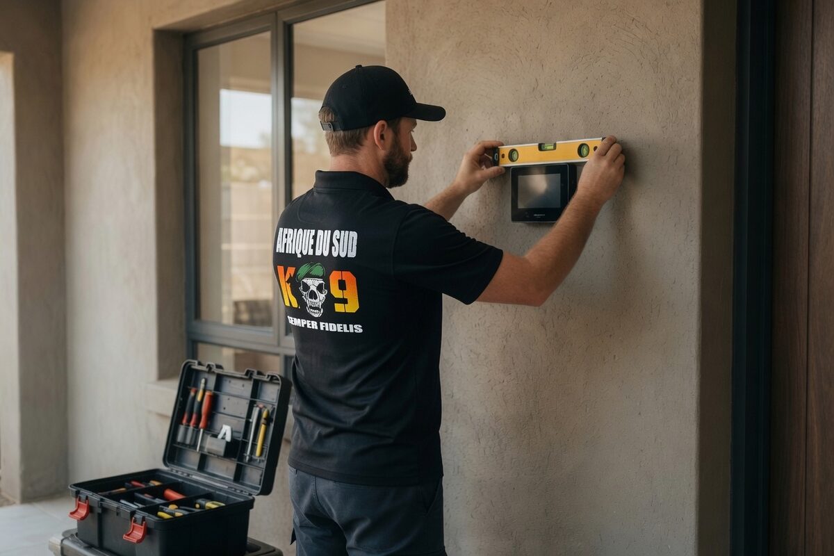 An ADS K9 technician installing a new alarm system